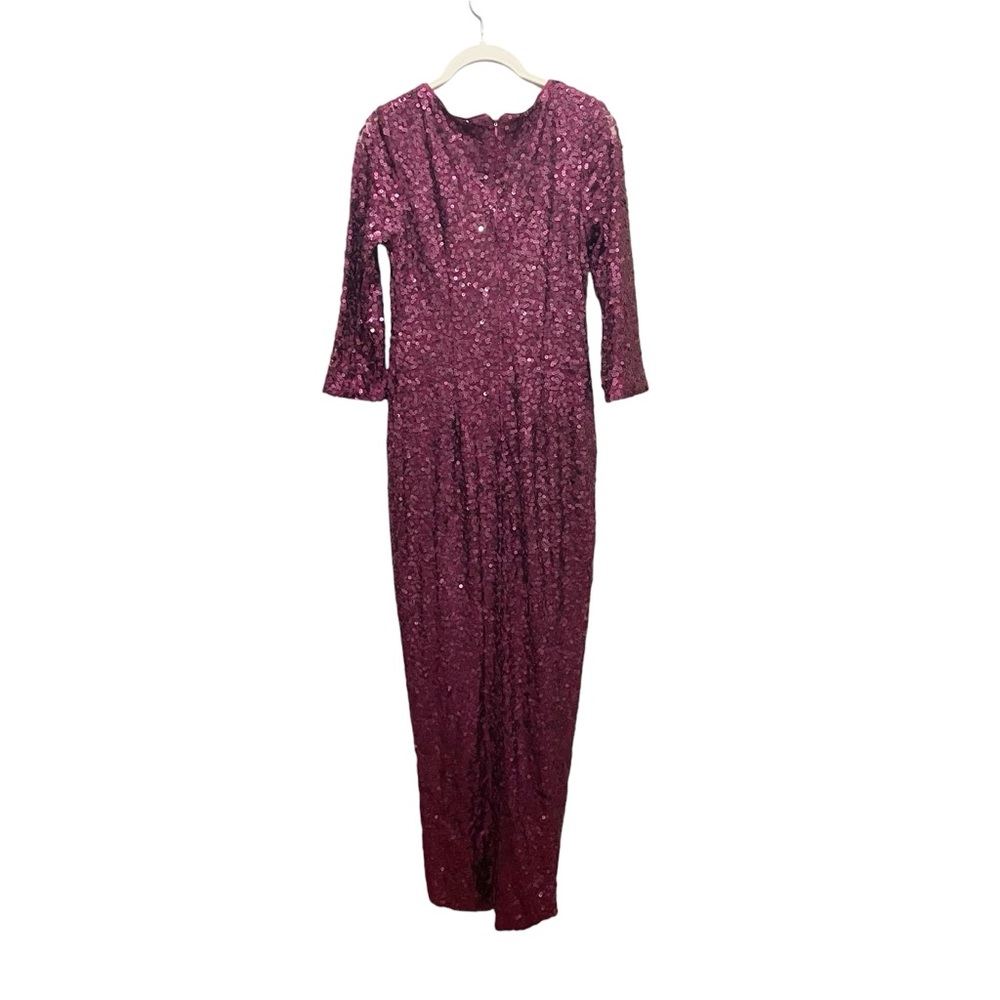 Jessica simpson purple formal sequin wrap gown tulip skirt beaded waist size 4 - Picture 5 of 9